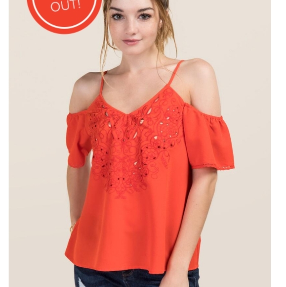 Blue Rain Charity Cold Shoulder Top Red Size SMALL - Picture 1 of 12